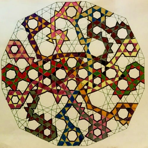 Original artwork of a color maze by Matt Skulski. 