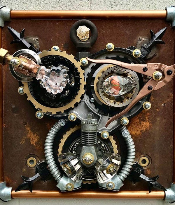 Orginal Steampunk sculpture of a cyborg mask