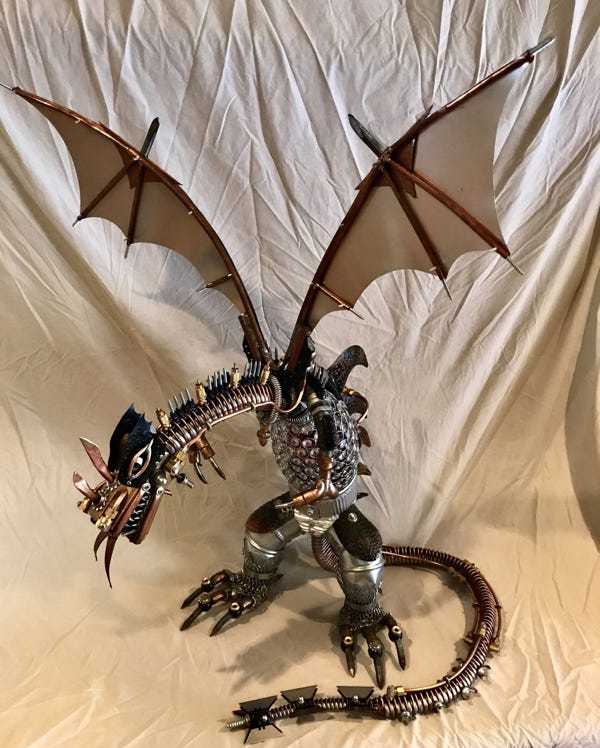 Orginal Steampunk sculpture of a dragon