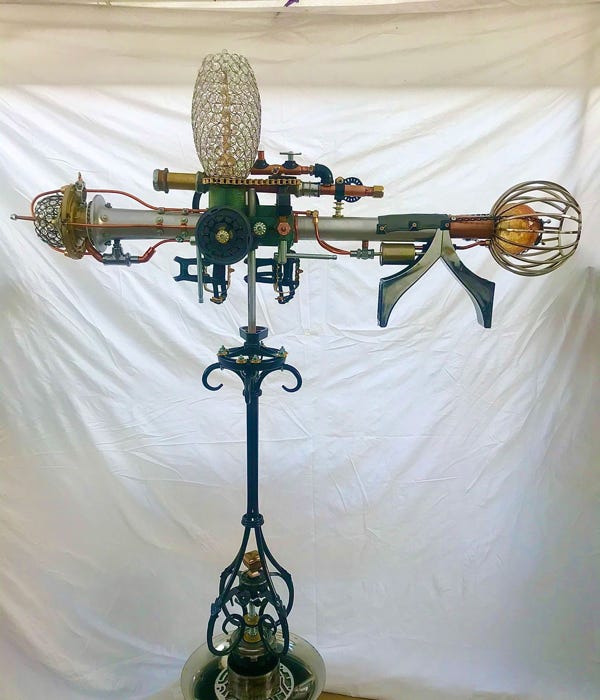 Orginal Steampunk sculpture of a energy blaster