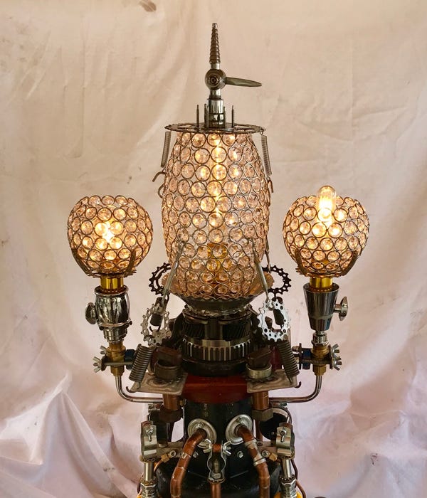 Orginal Steampunk sculpture and functional lamp