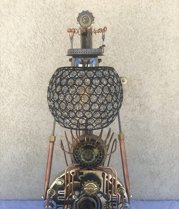 Orginal Steampunk sculpture of an electric punk light