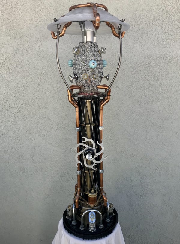 Orginal Steampunk sculpture and functional lamp