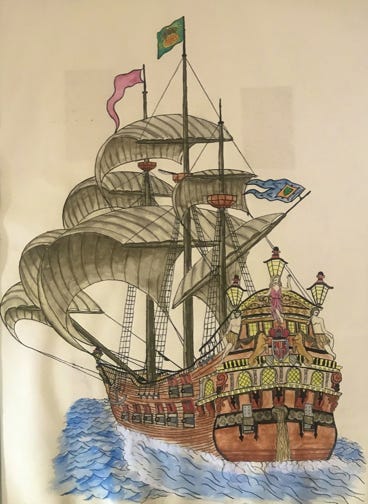 Orginal sailing ship artwork by Matt Skulski. 