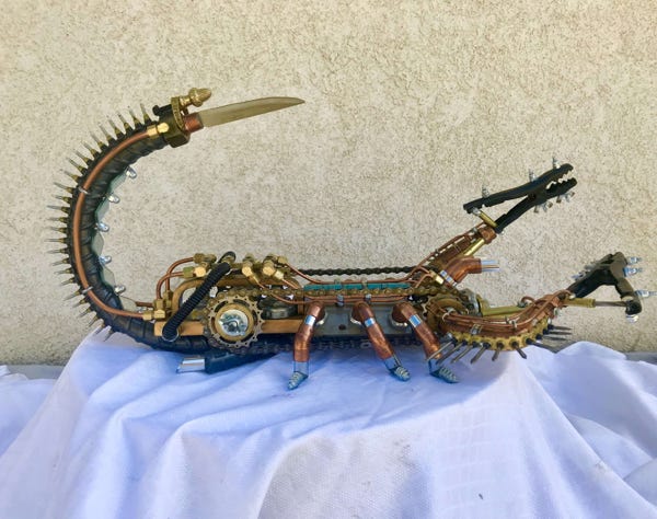 Orginal Steampunk sculpture of a scorpion punk