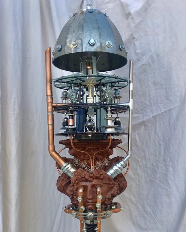 Orginal Steampunk sculpture and functional lamp